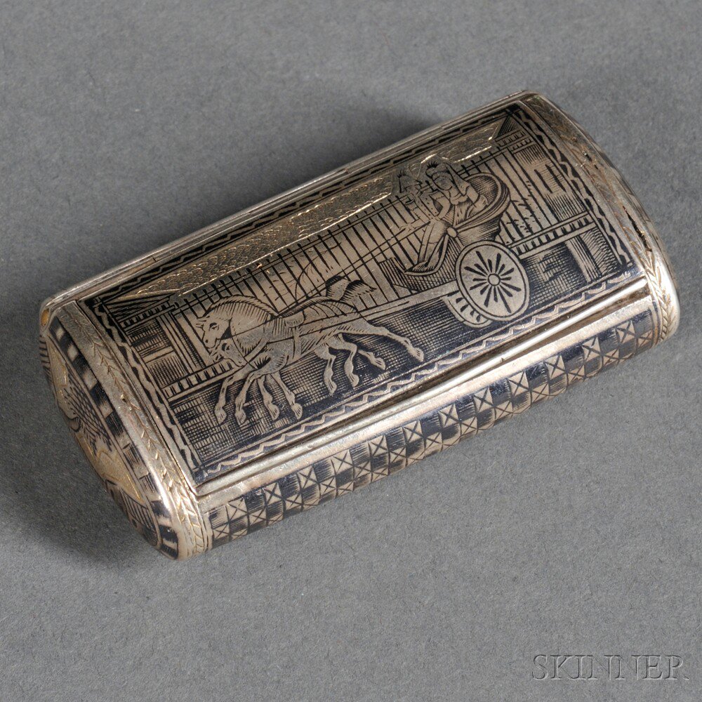 Appraisal: Russian Silver and Niello Snuff Box Moscow c Ivan Kaltykov