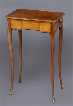 Appraisal: LOUIS XV WALNUT-INLAID TABLE A ECRIRE The -veneered top above