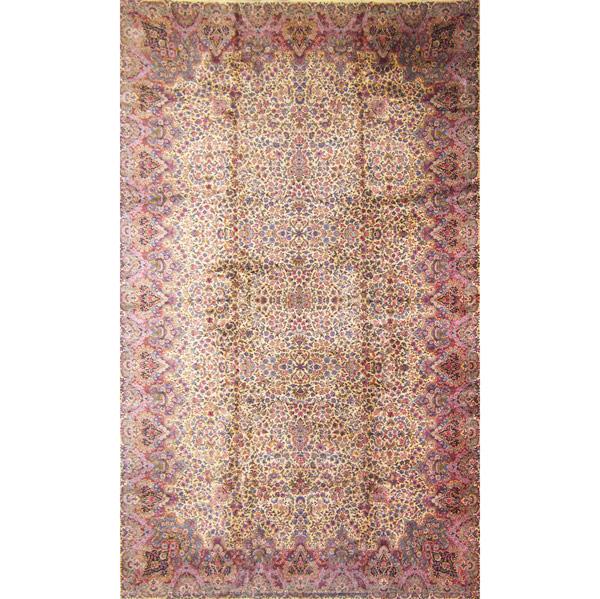 Appraisal: Karastan oriental rug th C Kirman design beige background with