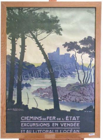 Appraisal: An art deco antique French travel poster Chemins de Fer