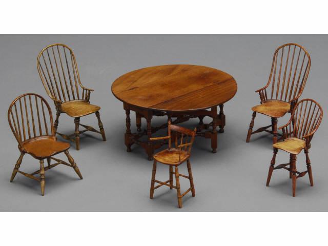 Appraisal: Nicole Walton Marble Table Plus Windsor Chairs MN A mahogany