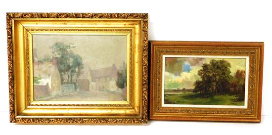 Appraisal: Pair of AJ Vincent Early th C Holyoke MA oil