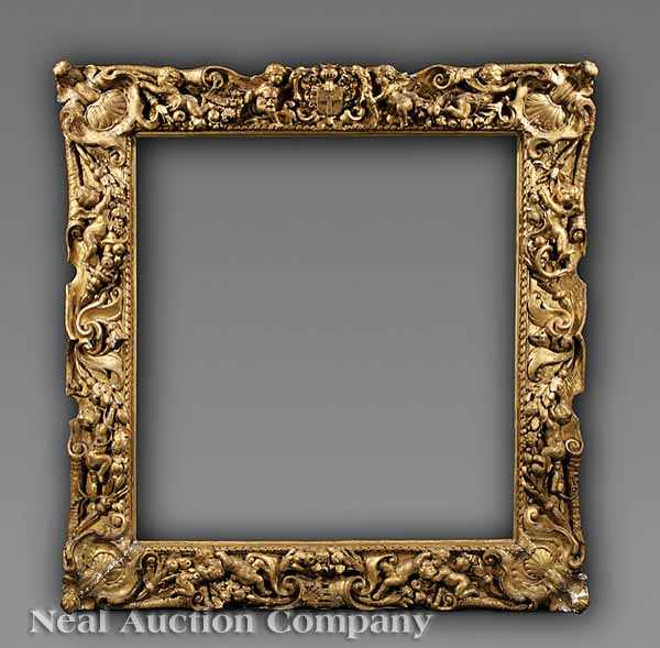 Appraisal: A Large Flemish Baroque Carved and Giltwood Frame th c