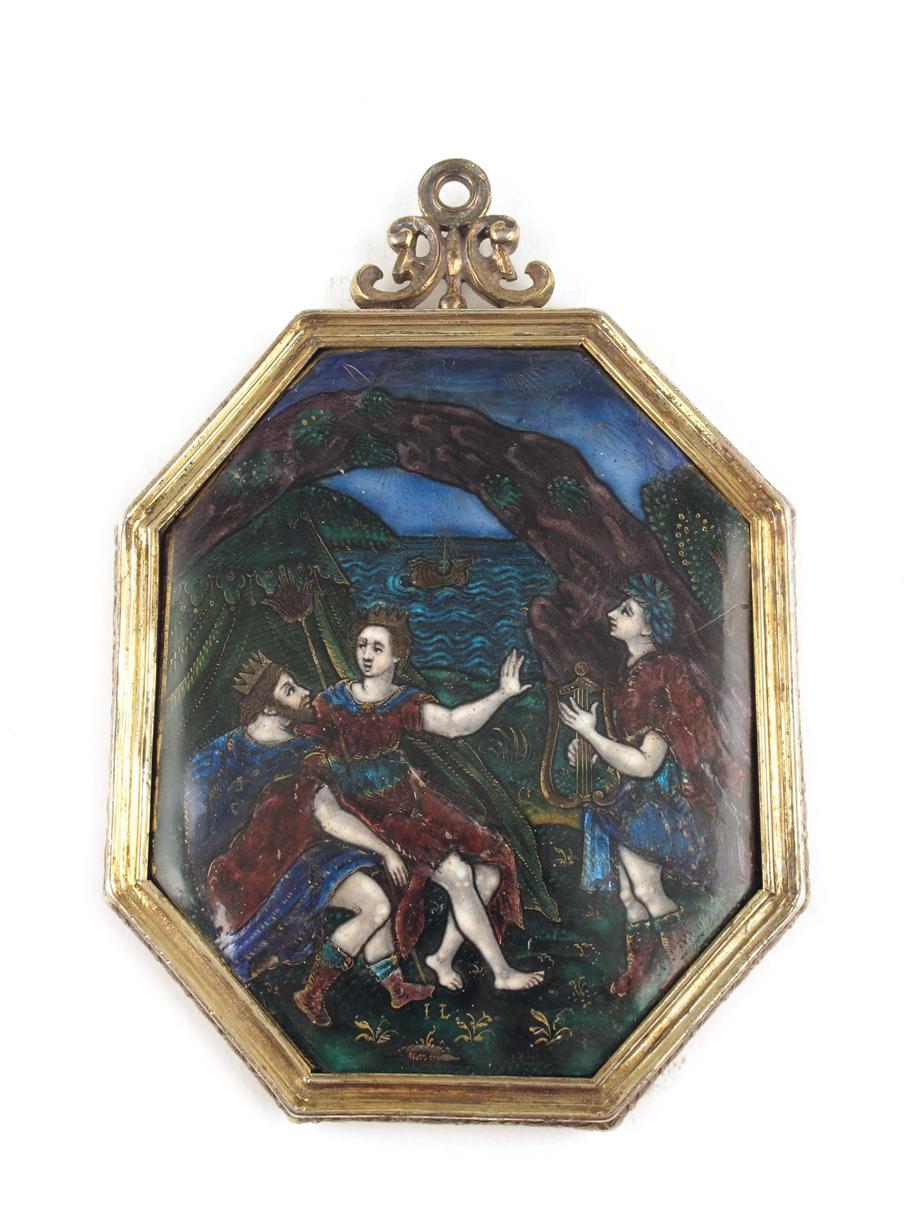 Appraisal: A French Limoges enamel and gilt metal mirror pendant