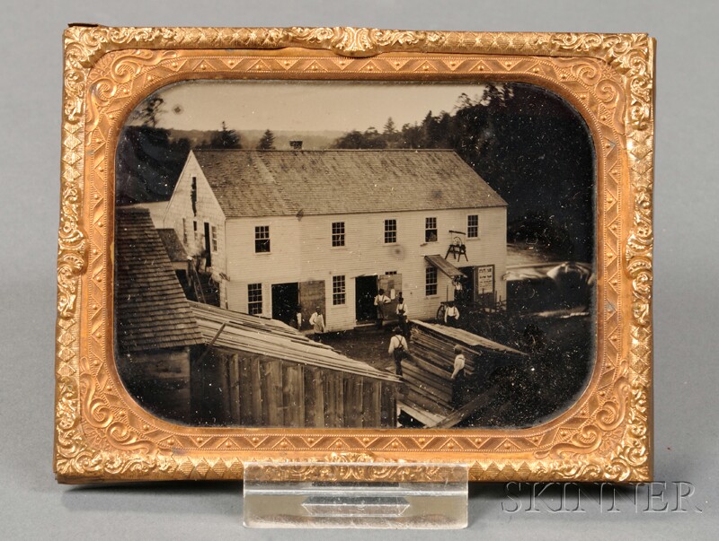 Appraisal: Sixth-plate Ambrotype of the Charles Thorndike Box Manufactory at North