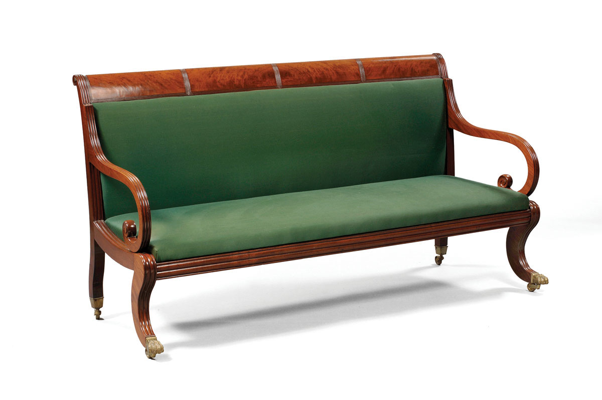 Appraisal: MASSACHUSETTS CLASSICAL MAHOGANY AND MAHOGANY VENEER SOFA BOSTON OR SALEM