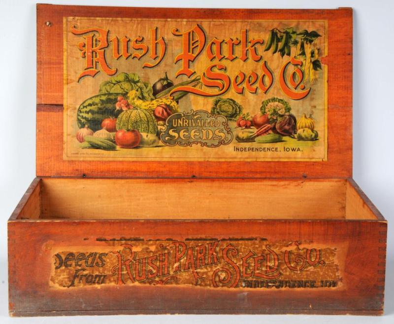 Appraisal: Rush Park Seed Company Seed Box Description Circa s Includes