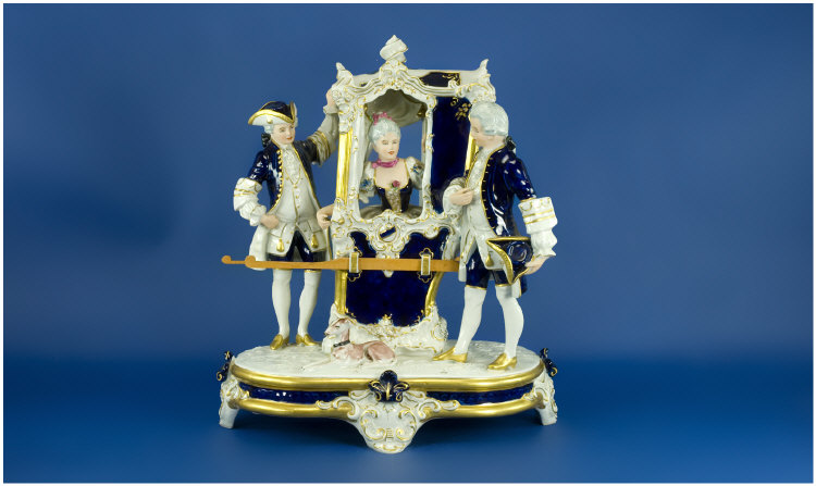 Appraisal: Royal Dux Sedan Chair Figure Group Full marks to base