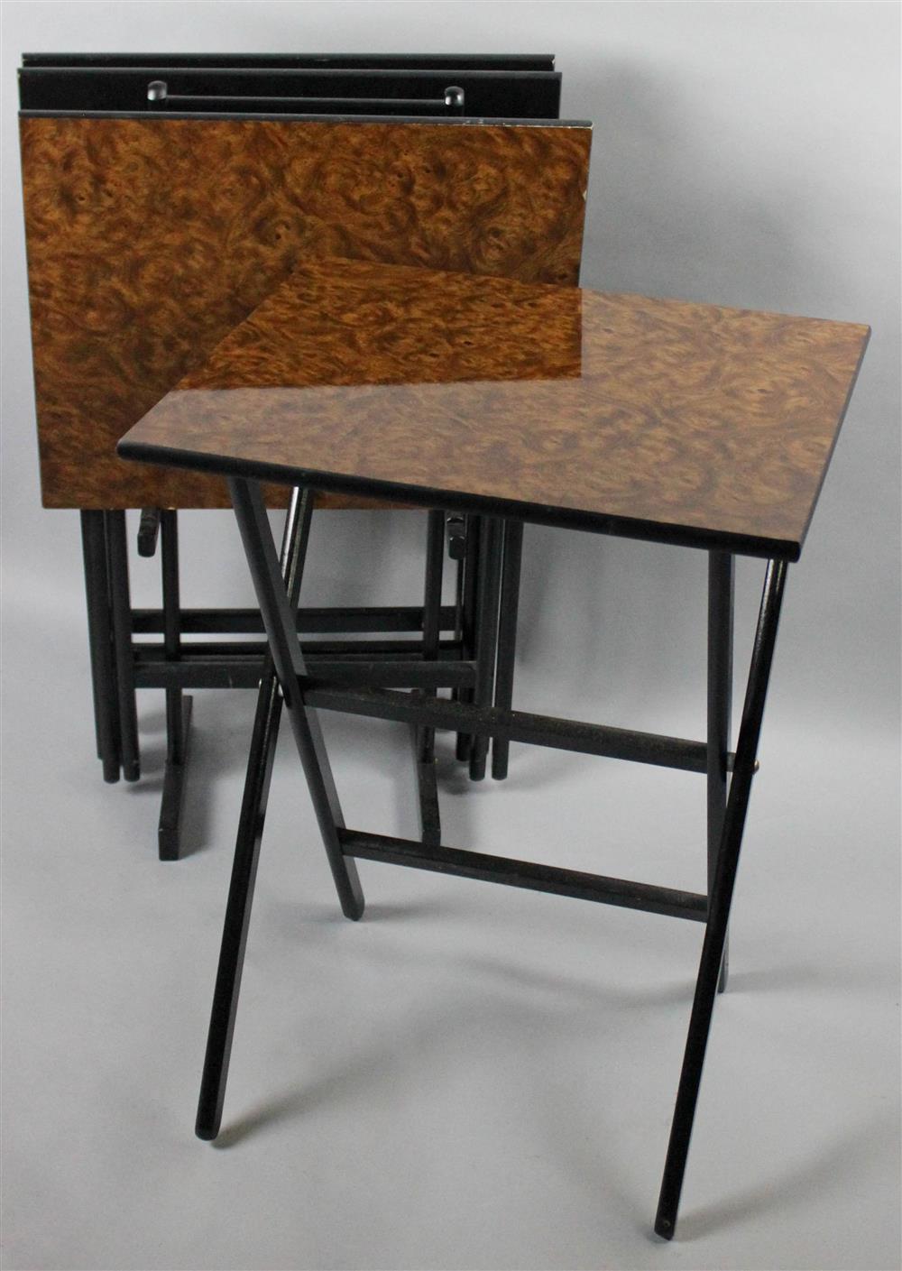 Appraisal: GROUP OF FOUR BURLWOOD LAMINATE TV TRAYS AND STAND PROBABLY