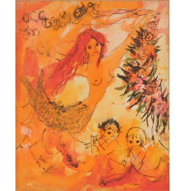 Appraisal: Joni T Johnson American - Enchanting mermaids pair of watercolors