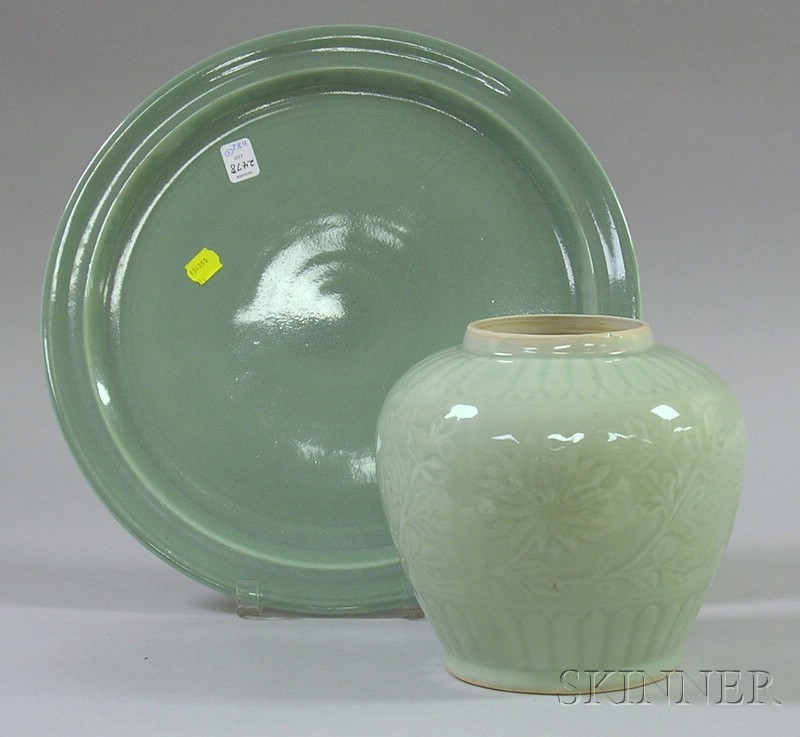 Appraisal: Lot of Twelve Asian Ceramics a celadon large platter and