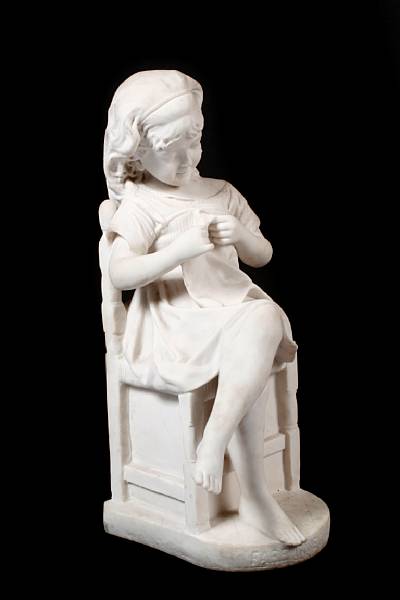 Appraisal: An Italian carved marble figure of a seated girl height