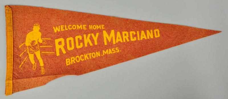 Appraisal: Scarce Rocky Marciano Felt Pennant Description Circa s Reads Welcome