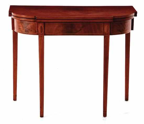 Appraisal: Neoclassical inlaid mahogany card table Providence Rhode Island circa rectangular