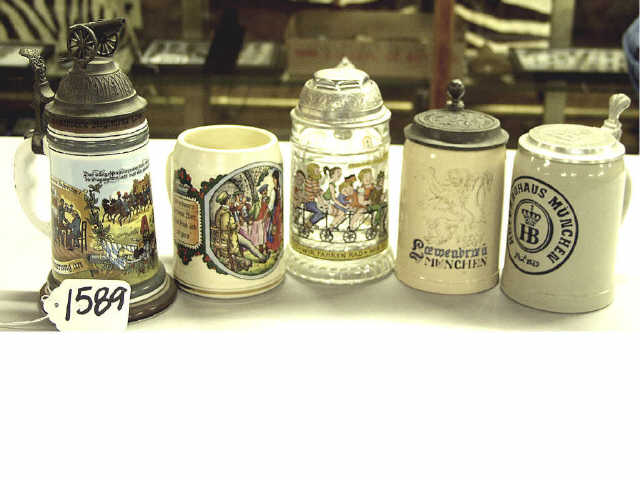 Appraisal: Box lot of good German beer steins Estimate -