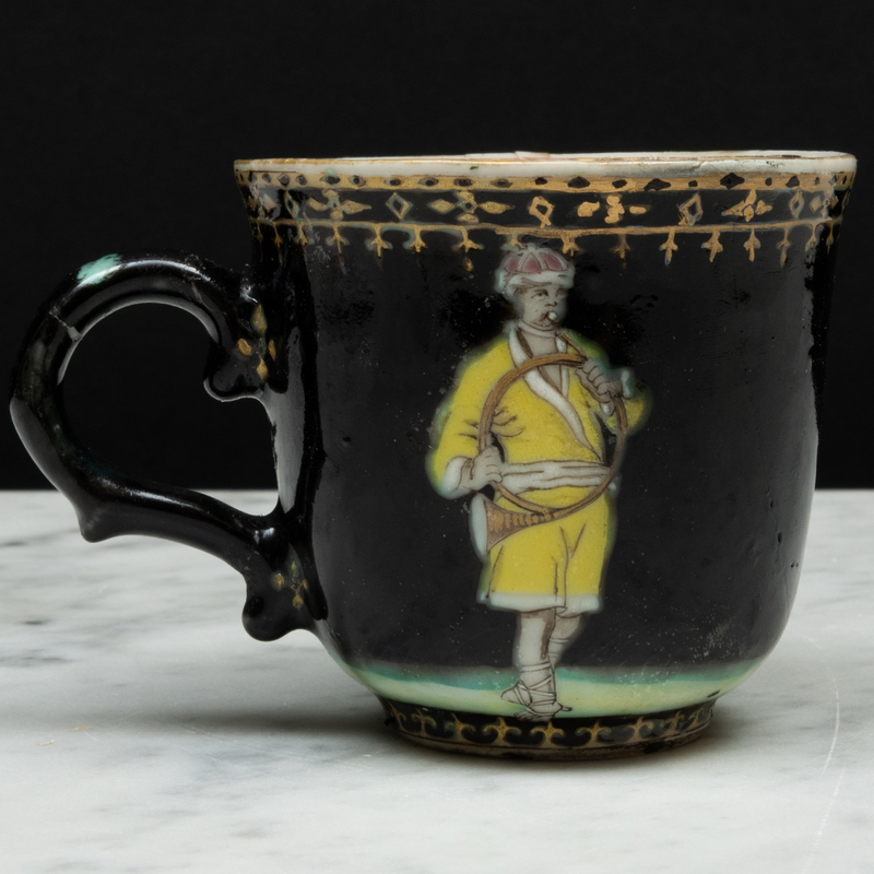 Appraisal: Chinese Export Porcelain 'Trumpeter' Coffee Cup After a Design Attributed