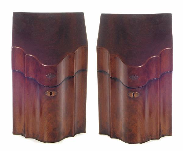 Appraisal: Two George III mahogany knife boxes height in length in