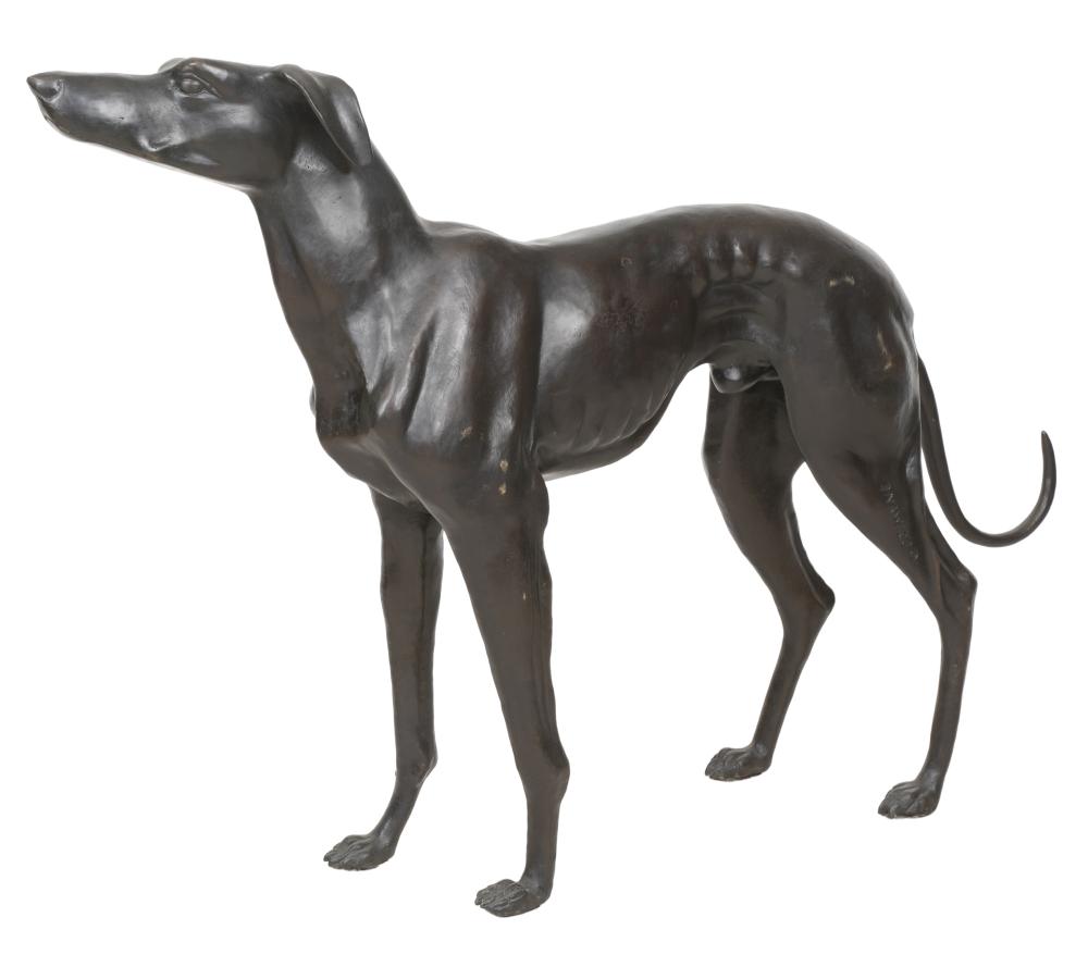 Appraisal: AFTER PJ MENE BRONZE DOG FIGURE th century inscribed P