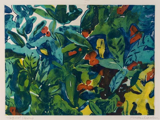 Appraisal: ROMARE BEARDEN - Tropical Flowers Color aquatint circa - x