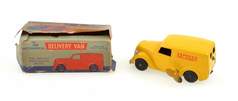 Appraisal: RARE METTOY CLOCKWORK EXPRESS DELIVERY VAN CLOCKWORK ISSUE YELLOW WITH