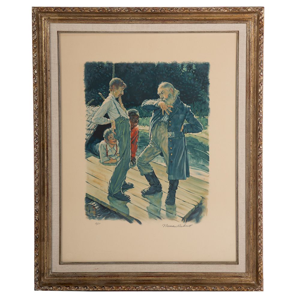 Appraisal: Norman Rockwell King and Duke on Raft Norman Perceval Rockwell