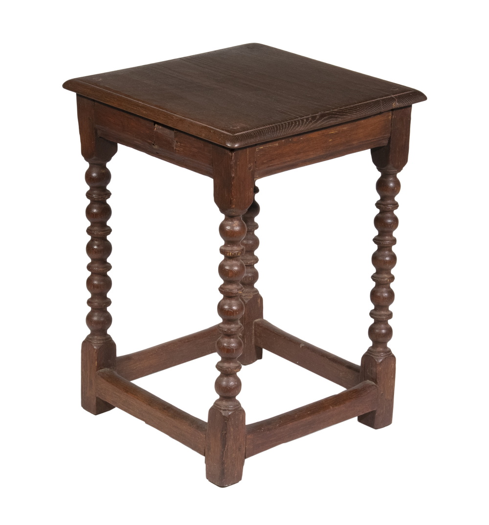 Appraisal: ENGLISH JOINED TABLE th c Oak Square Table with overhanging