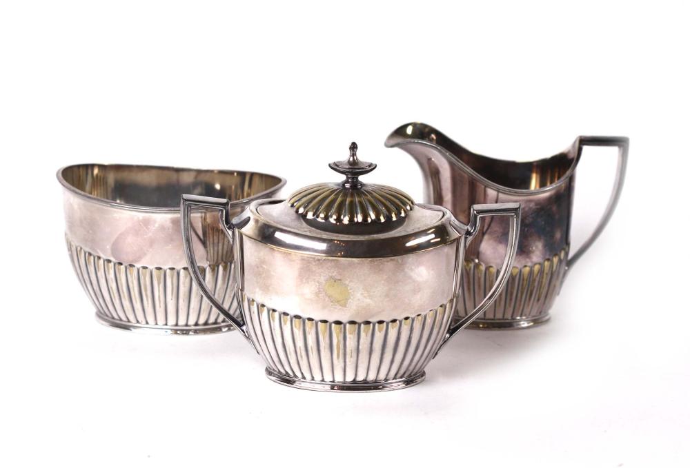 Appraisal: CRIGHTON BROTHERS STERLING THREE PIECE TEA SERVICEEnglish early th Century