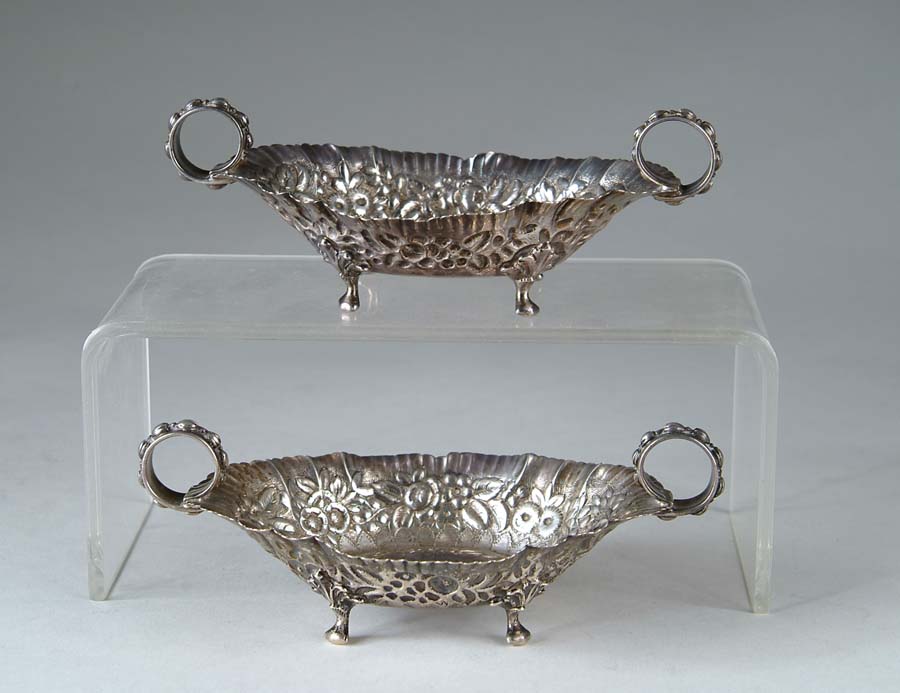 Appraisal: PAIR OF TIFFANY SILVER DISHES Wonderful footed oblong candy dishes