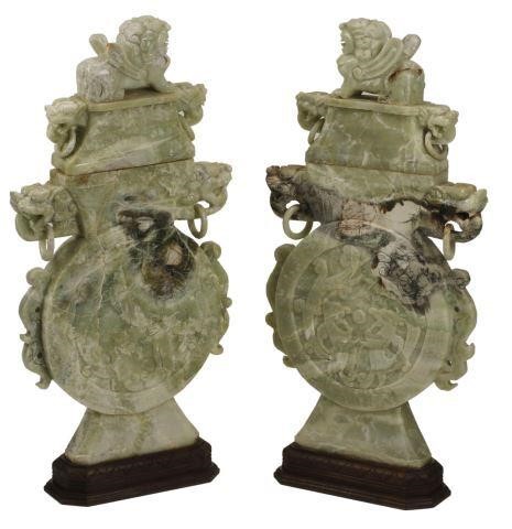 Appraisal: pair Large Chinese carved hardstone sculptures each modeled as a