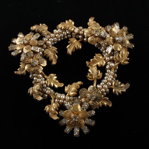 Appraisal: Unsigned Frank Hess Amourelle Haskell style Gilt Floral Brooch Pin