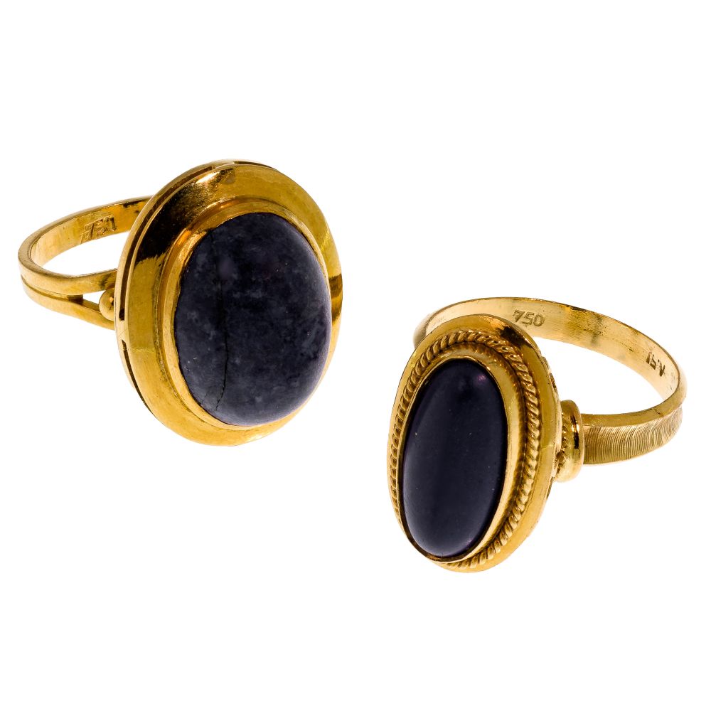 Appraisal: K YELLOW GOLD AND LAPIS LAZULI RINGS similar rings having