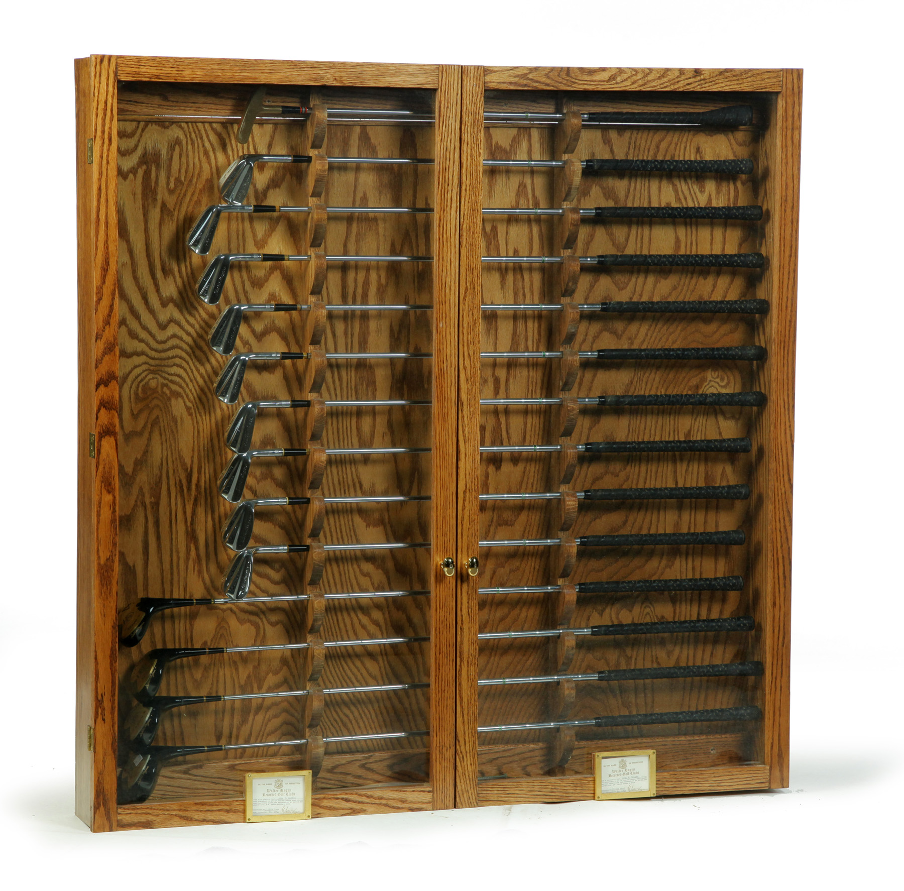 Appraisal: SET OF WALTER HAGEN GOLF CLUBS IN OAK DISPLAY CASE