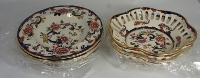 Appraisal: Masons Blue Manderlay Pasta Dishes and Pair Ribbon Dishes