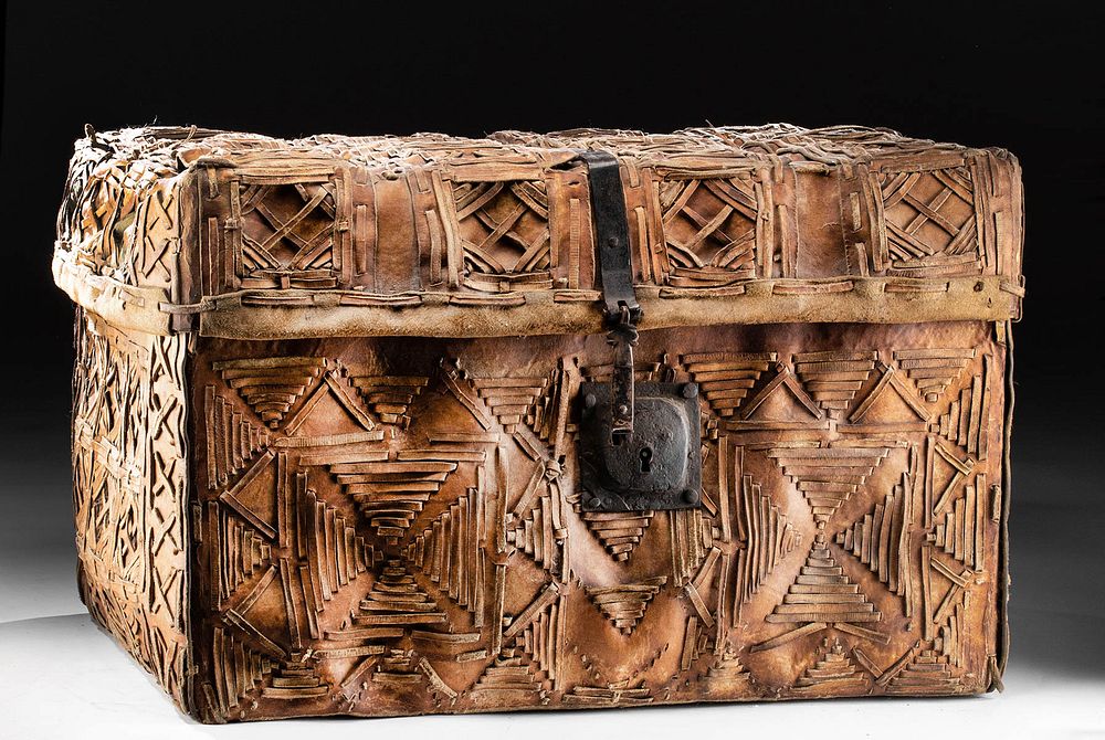 Appraisal: th C Mexican Colonial Leather Petaca Traveling Trunk Originally Listed