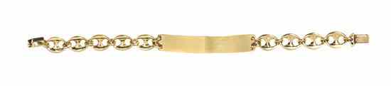 Appraisal: A Karat Yellow Gold ID Bracelet containing a flat and