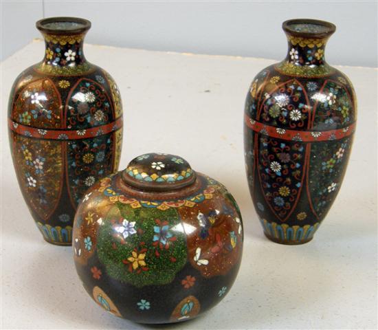 Appraisal: Pair of early twentieth century cloisonne vases decorated with flowers