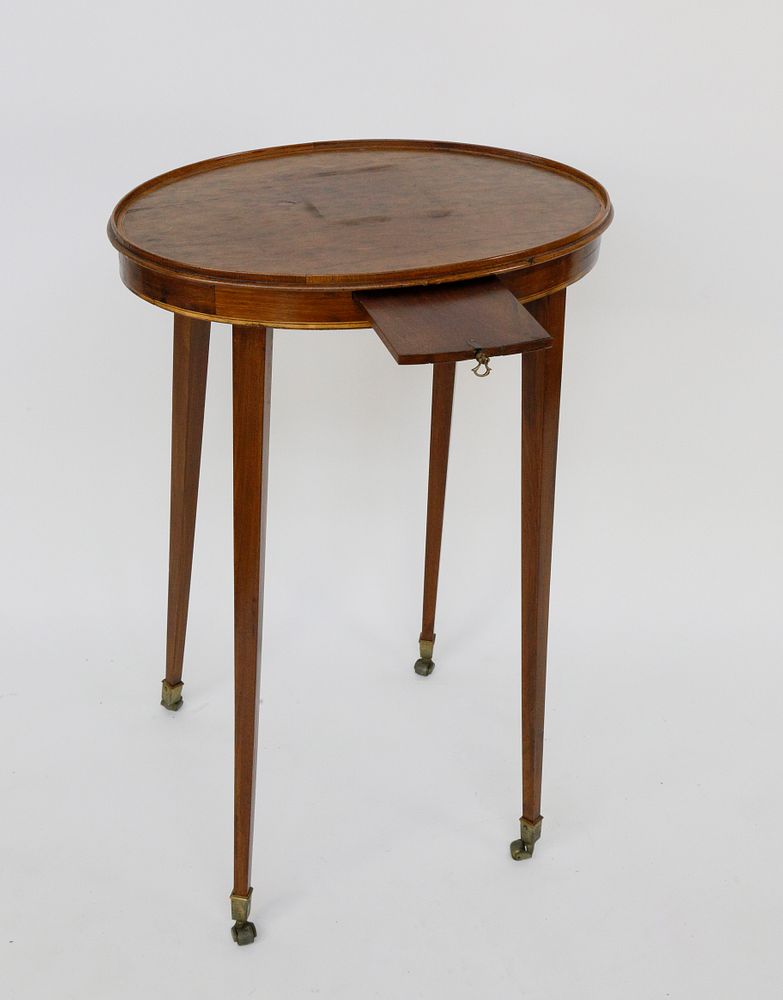 Appraisal: th Century Mahogany Oval Brandy Stand th Century Mahogany Oval