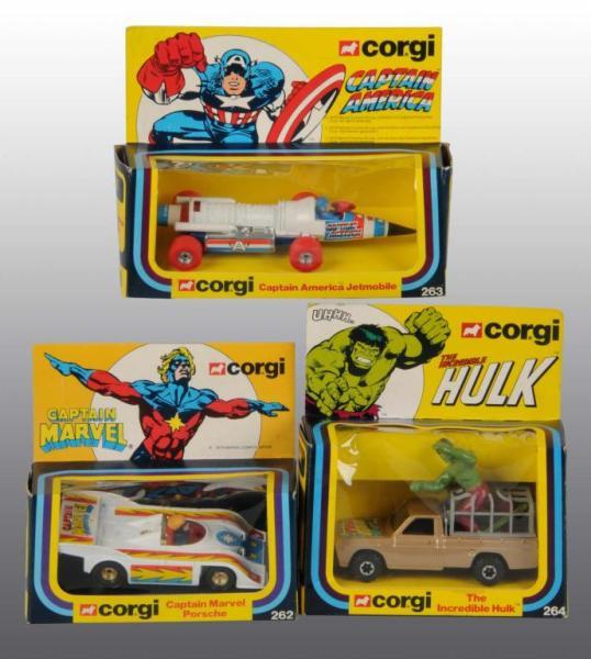 Appraisal: Lot of Corgi Superhero Vehicle Die-Cast Toys Description Circa s