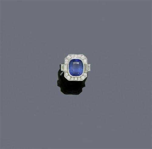 Appraisal: BURMA SAPPHIRE AND DIAMOND RING White gold Fancy ring the