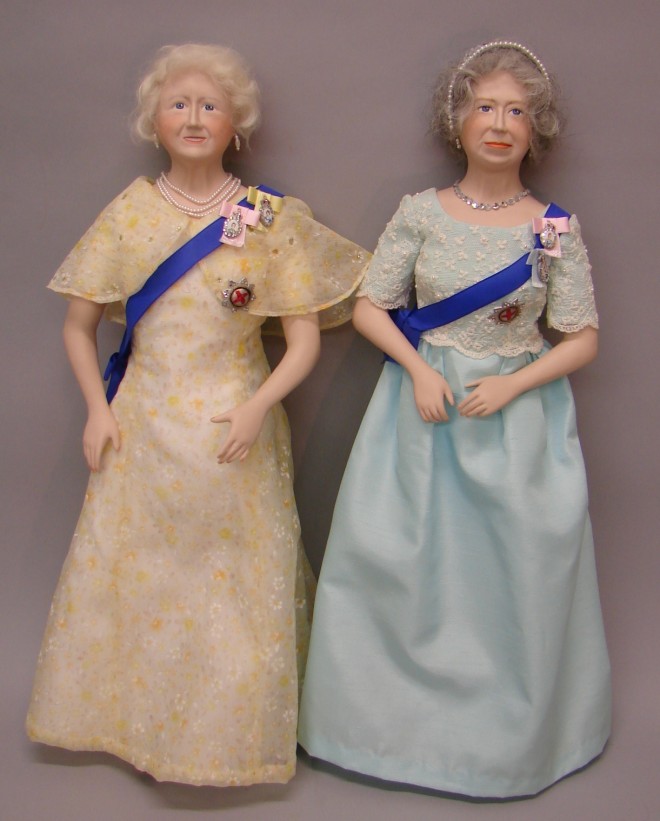 Appraisal: Pair of porcelain dolls Queen Elizabeth II is marked C