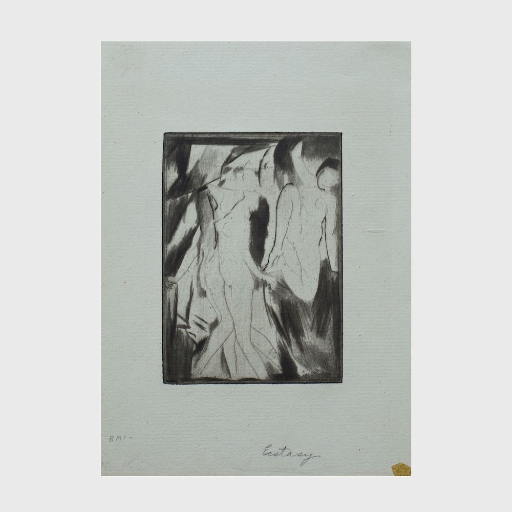 Appraisal: Arthur Bowen Davies - Ecstasy Drypoint in black on blue