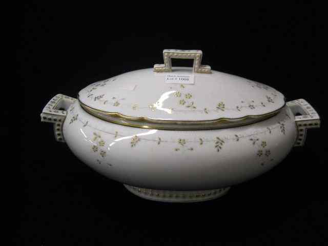 Appraisal: Victorian Porcelain Covered Tureen elegant gold floral '' x ''