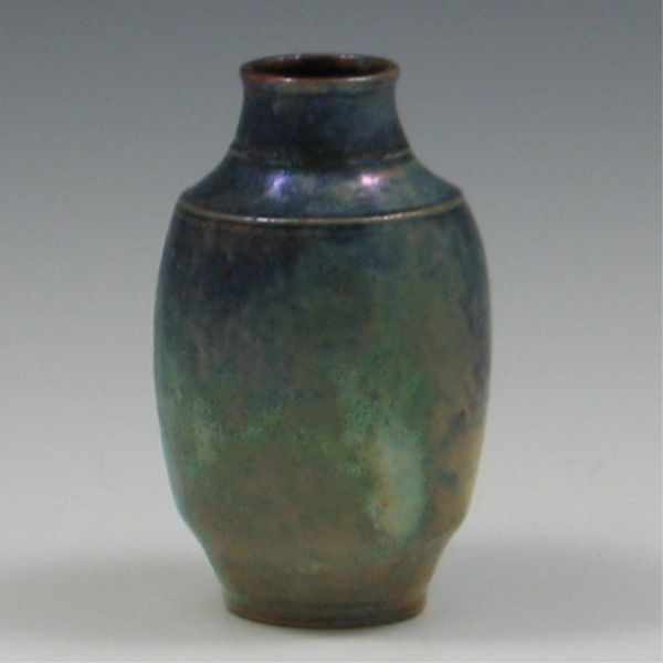 Appraisal: Michael Gubkin Blue Lusterware Vase marked hand incised Gubkin mint