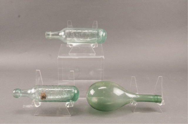 Appraisal: Assortement of Three Green Glass Bottles Including Ross's Belfast bottle