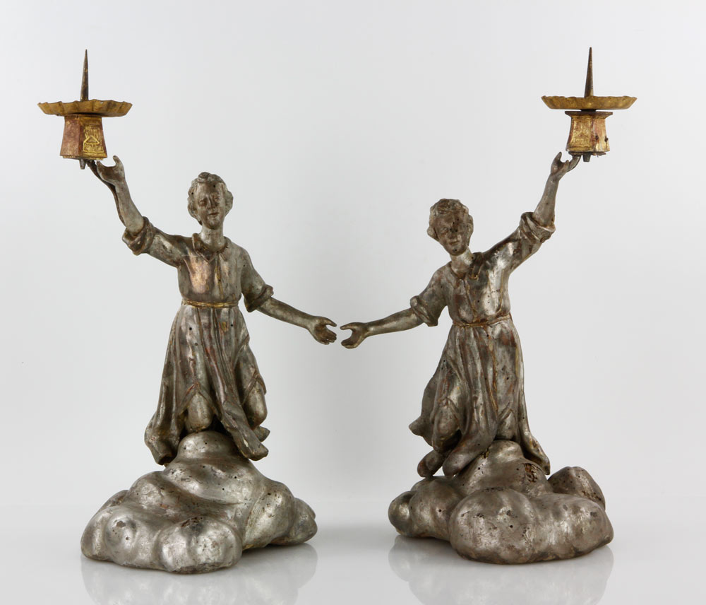 Appraisal: - th C Pair of Italian Candlesticks th century pair