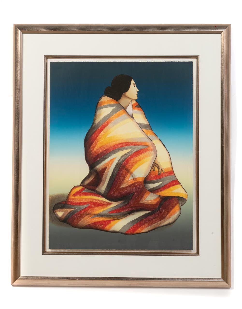 Appraisal: R C GORMAN LIGHTNING BLANKET FIGURAL LITHOGRAPH Rudolph Carl Gorman