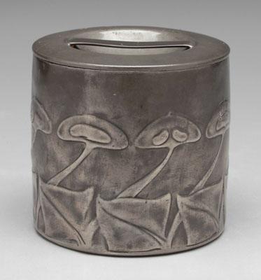 Appraisal: Tudric pewter biscuit box round with stylized Art Nouveau floral