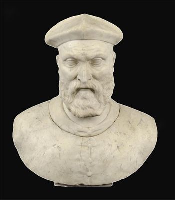 Appraisal: An Italian marble bust of an bearded gentleman wearing a