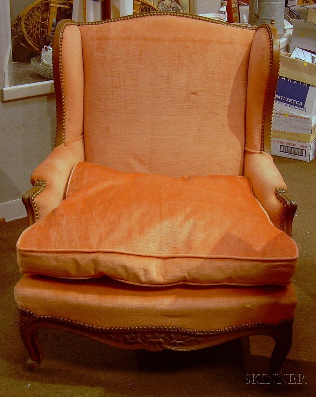 Appraisal: Continental Upholstered Beechwood Easy Chair