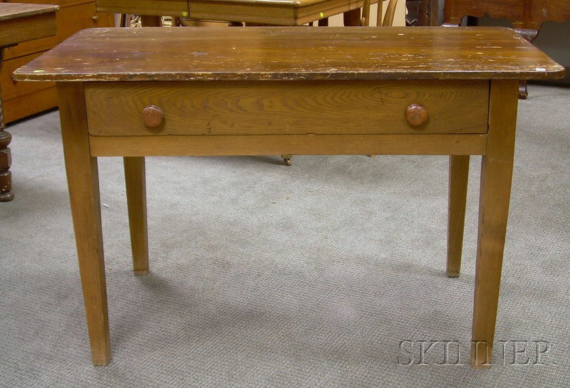 Appraisal: Pine and Oak Kitchen Table with Drawer ht lg in